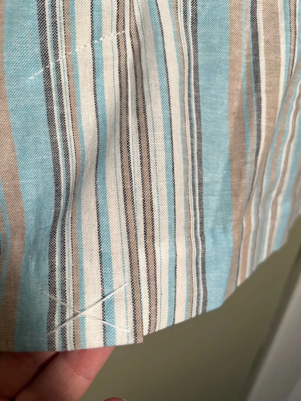 Laurie Felt Women's Size 12 Stripe Crop Blazer Blue Brown White Stripes Stretch